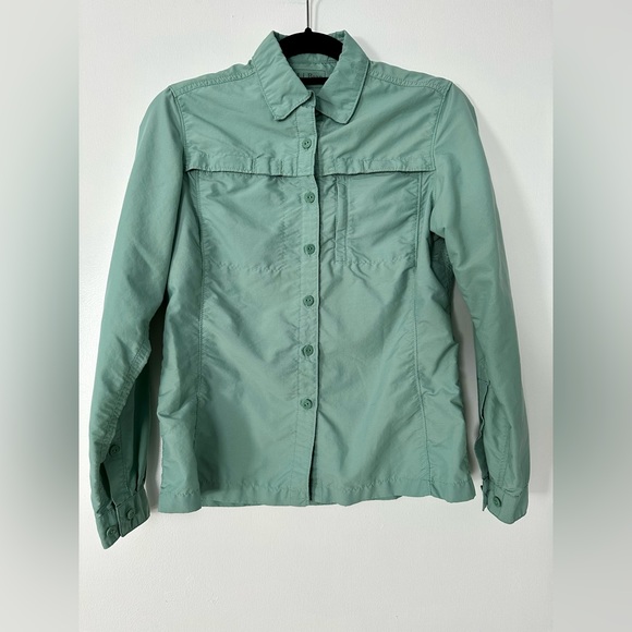 L.L. Bean Women's Tropicwear Shirt Long-Sleeve Green #252299 Size XS EUC - Picture 2 of 15
